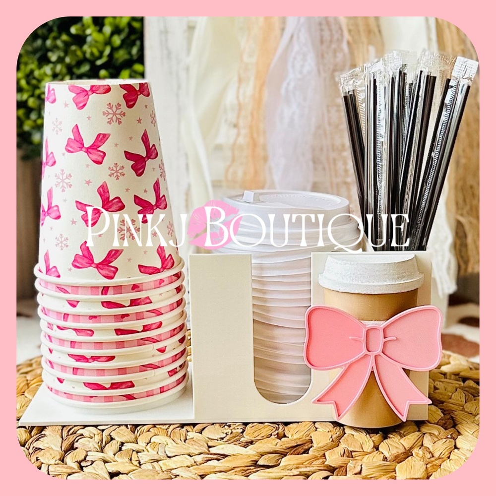 💗☕️Unique Coffee Bar {Iced/Coffee Cups} Organizer w/Bow | Caddy!~3D Print